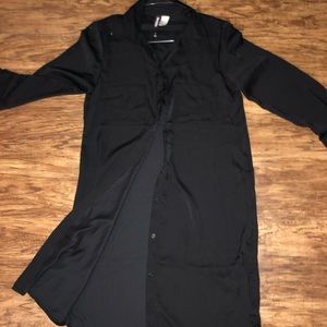 H&M long sleeve, silk like button up shirt/dress
